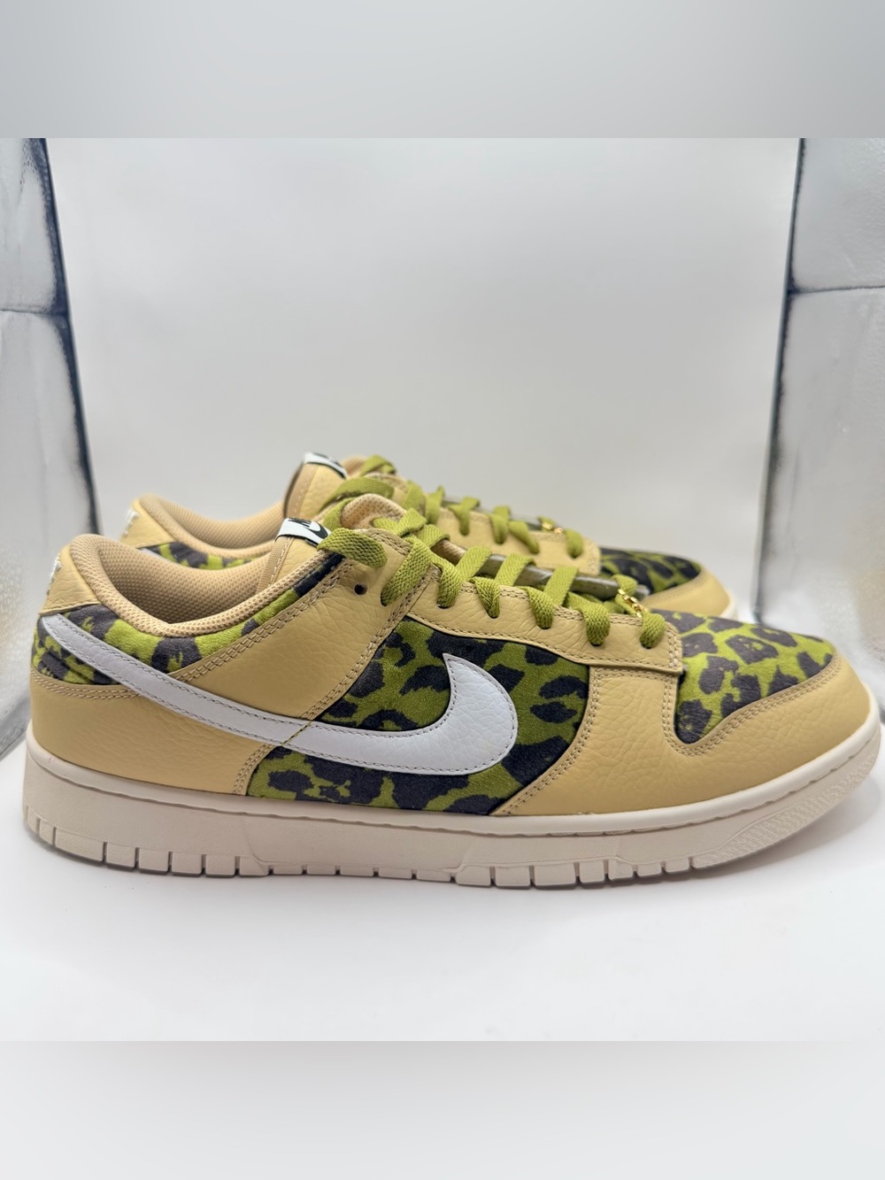 Nike Dunk Low Premium Unlocked By You Moss Green Tiger Suede Leopard Mens 12.5